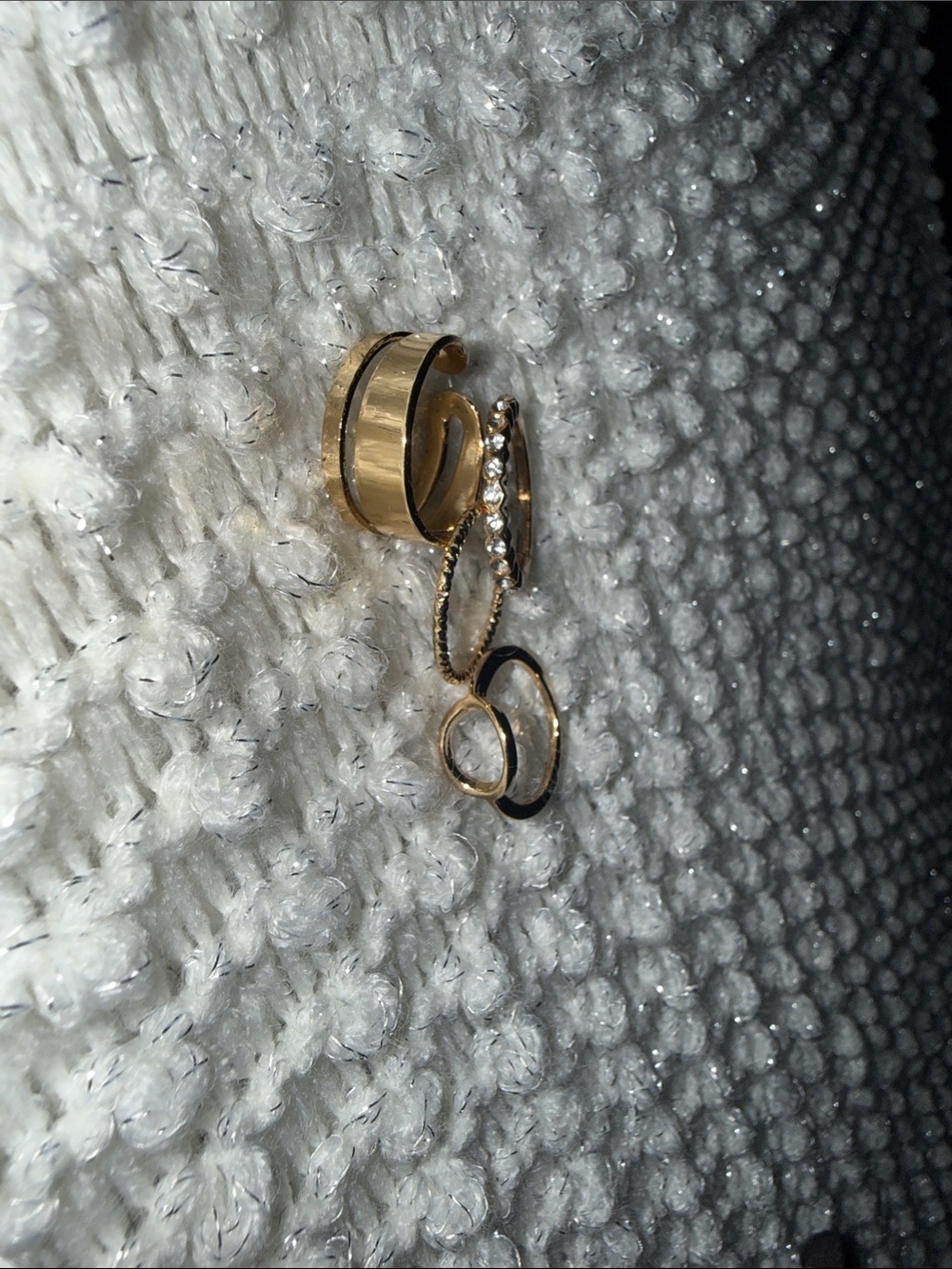 Gold Tone Women’s Stackable Rings Set - White Accent